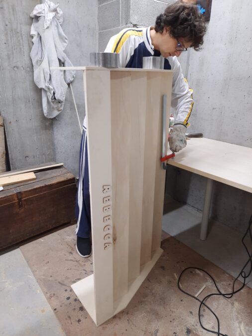 Making a Montessori bookshelf: constructing the "stair" of shelves